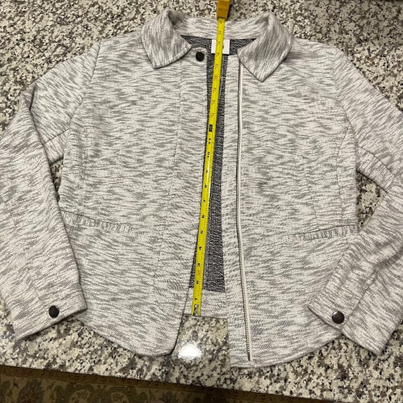 Cabi- Heather Gray French Terry Neo Marled Zip Front Moto Jacket- Small (5102) - Picture 11 of 14